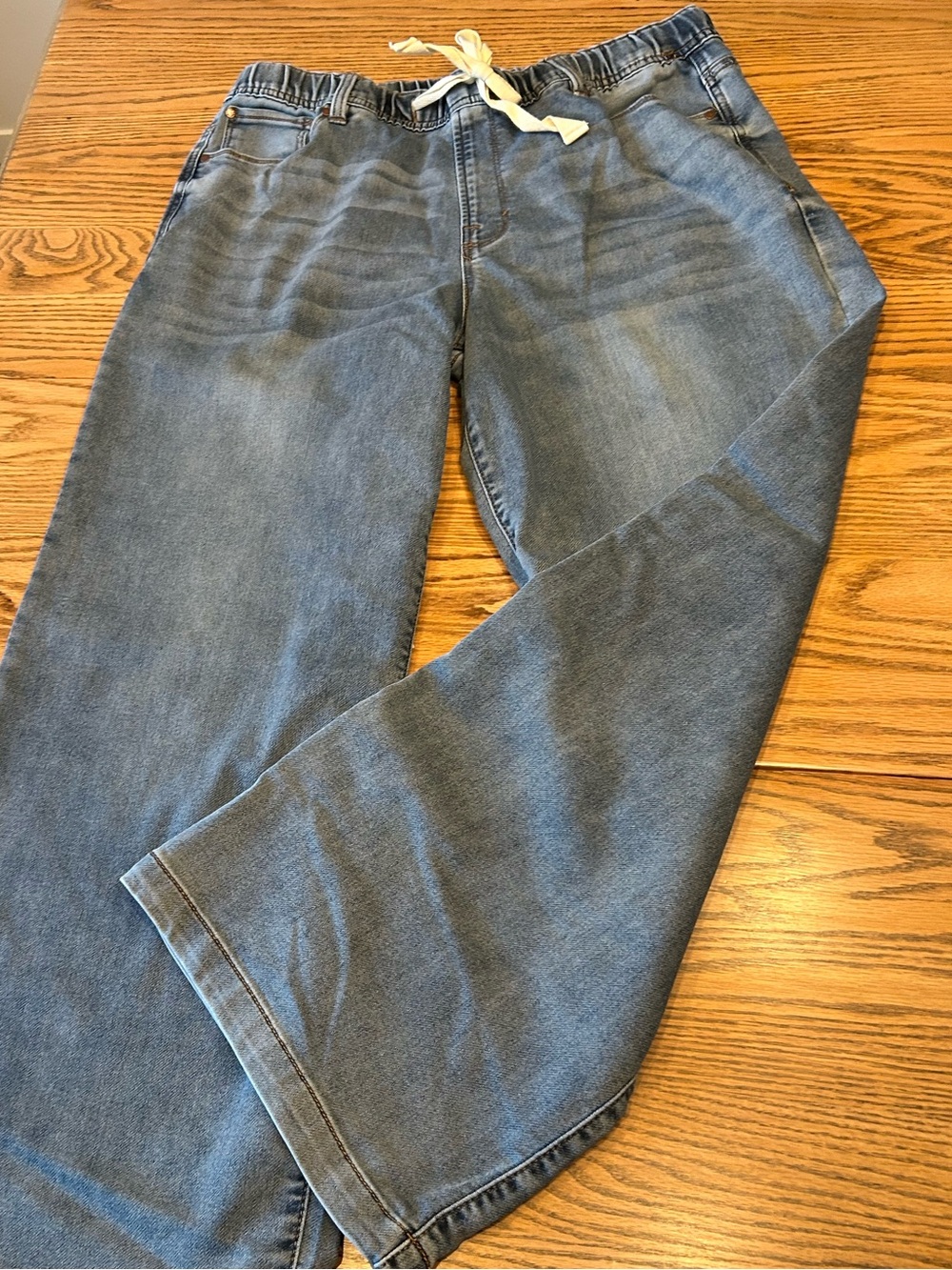 Kensie Jeans Drapey Tie Waist Wide Leg Stretch Lounge Pull on Sweat pants Large